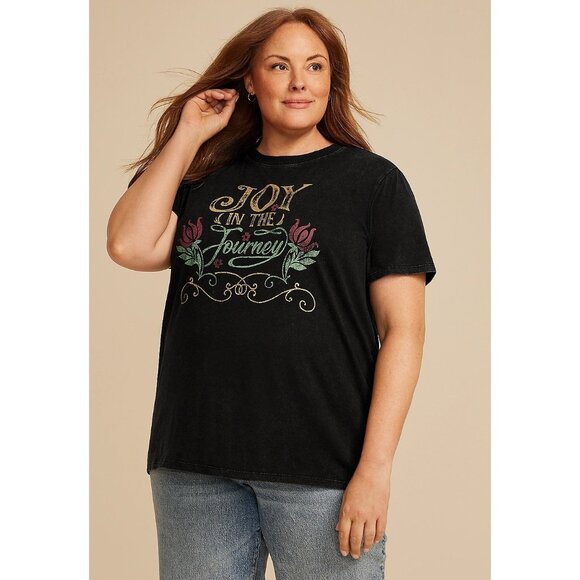 Joy In The Journey Graphic Black T-Shirt 2X By Maurices Oversized Fit Casual new - Picture 1 of 8